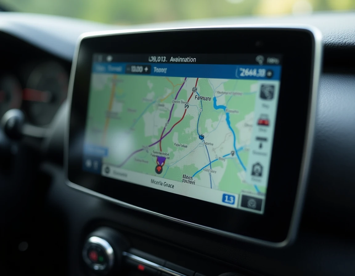 Écran de navigation GPS Citroën affichant une mise à jour logicielle en cours avec carte européenne détaillée